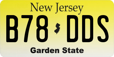 NJ license plate B78DDS