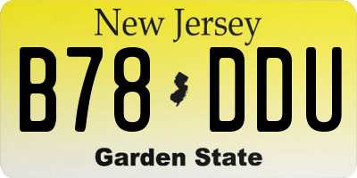 NJ license plate B78DDU