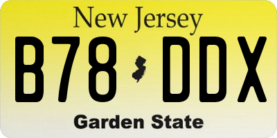 NJ license plate B78DDX