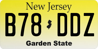 NJ license plate B78DDZ