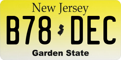 NJ license plate B78DEC