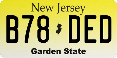NJ license plate B78DED