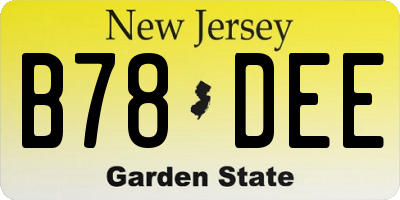NJ license plate B78DEE