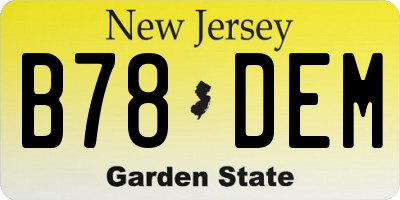 NJ license plate B78DEM