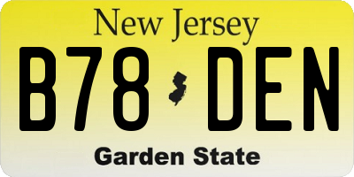 NJ license plate B78DEN