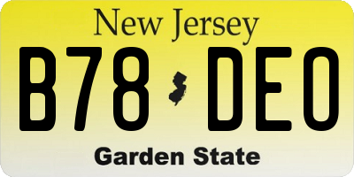 NJ license plate B78DEO