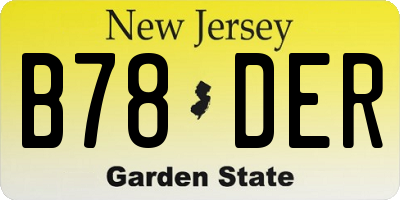 NJ license plate B78DER