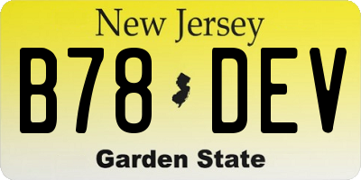 NJ license plate B78DEV