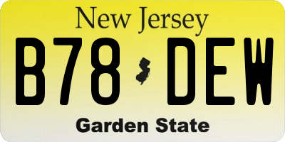 NJ license plate B78DEW