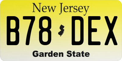 NJ license plate B78DEX