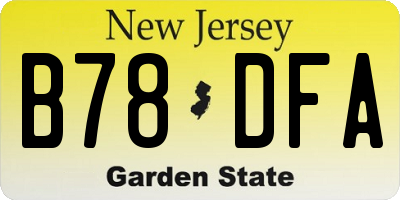 NJ license plate B78DFA