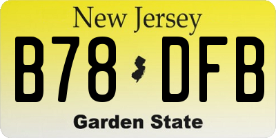 NJ license plate B78DFB