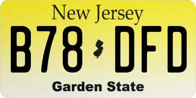 NJ license plate B78DFD