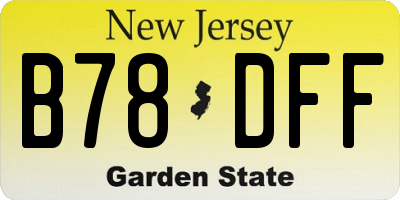 NJ license plate B78DFF
