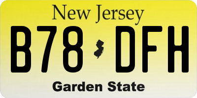 NJ license plate B78DFH