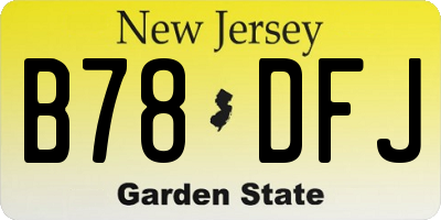 NJ license plate B78DFJ