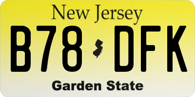 NJ license plate B78DFK