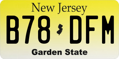 NJ license plate B78DFM