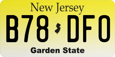 NJ license plate B78DFO