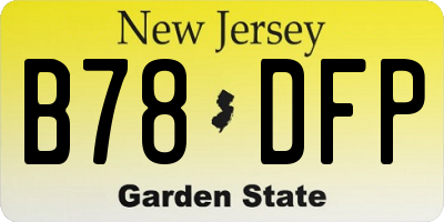 NJ license plate B78DFP