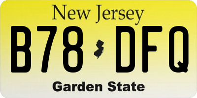 NJ license plate B78DFQ
