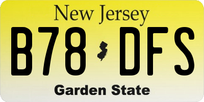 NJ license plate B78DFS