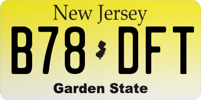 NJ license plate B78DFT