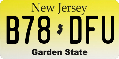 NJ license plate B78DFU