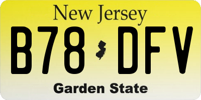 NJ license plate B78DFV
