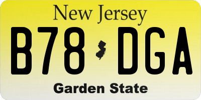 NJ license plate B78DGA