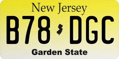 NJ license plate B78DGC