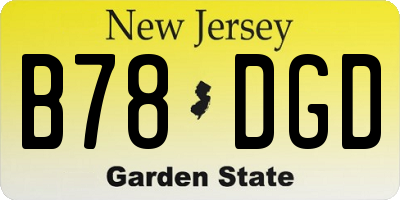 NJ license plate B78DGD