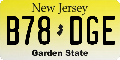 NJ license plate B78DGE