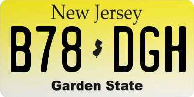 NJ license plate B78DGH