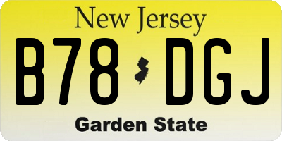 NJ license plate B78DGJ
