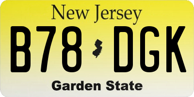 NJ license plate B78DGK