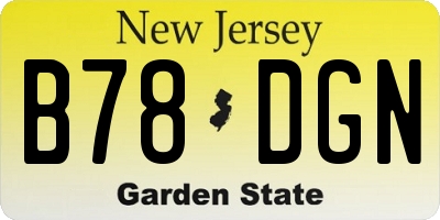 NJ license plate B78DGN
