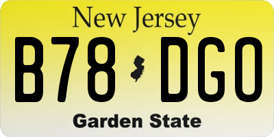 NJ license plate B78DGO