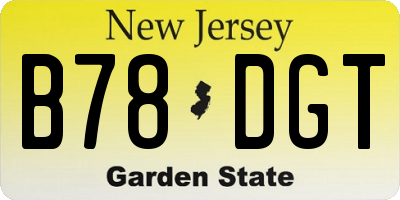 NJ license plate B78DGT