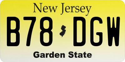NJ license plate B78DGW