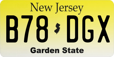 NJ license plate B78DGX