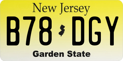 NJ license plate B78DGY