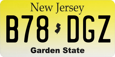 NJ license plate B78DGZ
