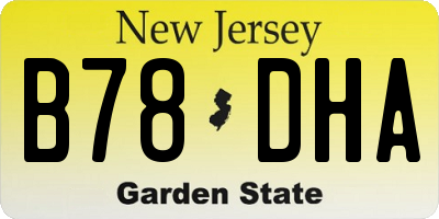 NJ license plate B78DHA