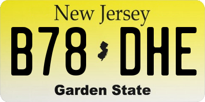 NJ license plate B78DHE