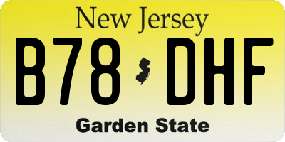 NJ license plate B78DHF