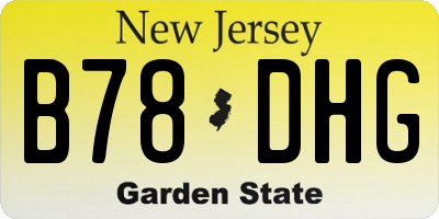 NJ license plate B78DHG