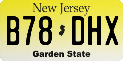 NJ license plate B78DHX