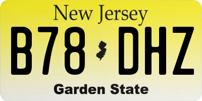 NJ license plate B78DHZ