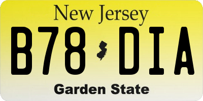 NJ license plate B78DIA